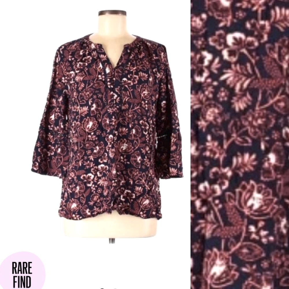 GLORIA VANDERBILT Boho Floral TUNIC TOP Medium